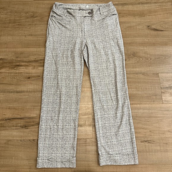 Betabrand Women's Lite Dress Pant Size Large Long Gray Plaid Straight Leg Crop - Picture 1 of 11